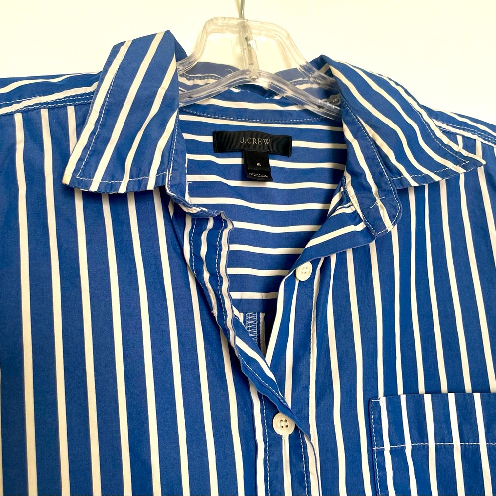 J. Crew Blue and White Striped Button Down Shirt
